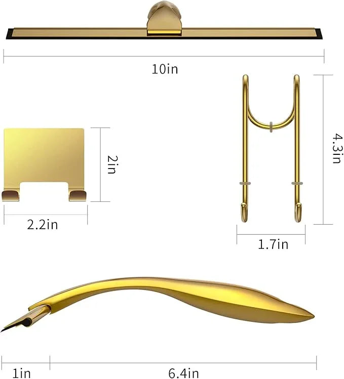 Shower Squeegee and Window Squeegee, Stainless Steel, 100% Streak-Free, Cleaner for Bathroom Showers Glass Doors, Home Mirrors, Car Windows Wiper, Adhesive Holder, Shower Door Hook, 10 Inch, Gold - ModernBath