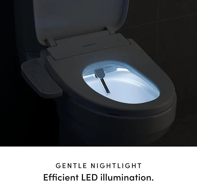 TUSHY Cloud Electronic Bidet Heated Toilet Seat | Instant Warm Water, Adjustable Air Dryer, Soft Close Lid and Seat & Night Light (Self Cleaning Nozzle and Water Filter), Elongated - ModernBath
