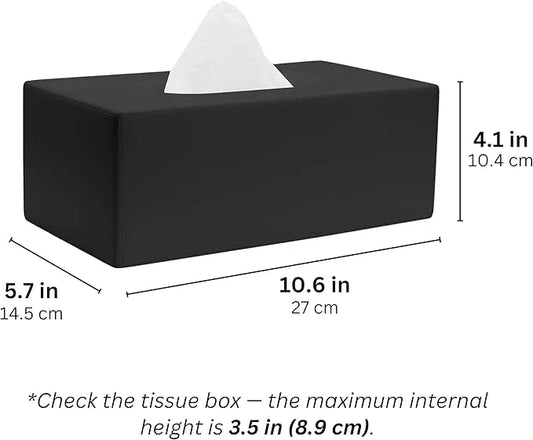 Yew Design Matte Black Tissue Box Cover Rectangular, Facial Tissue Dispenser for Bathroom, Kitchen, Bedroom, Office, Hotel, Restaurant, Countertop, Nightstand, Car, and Desk - ModernBath