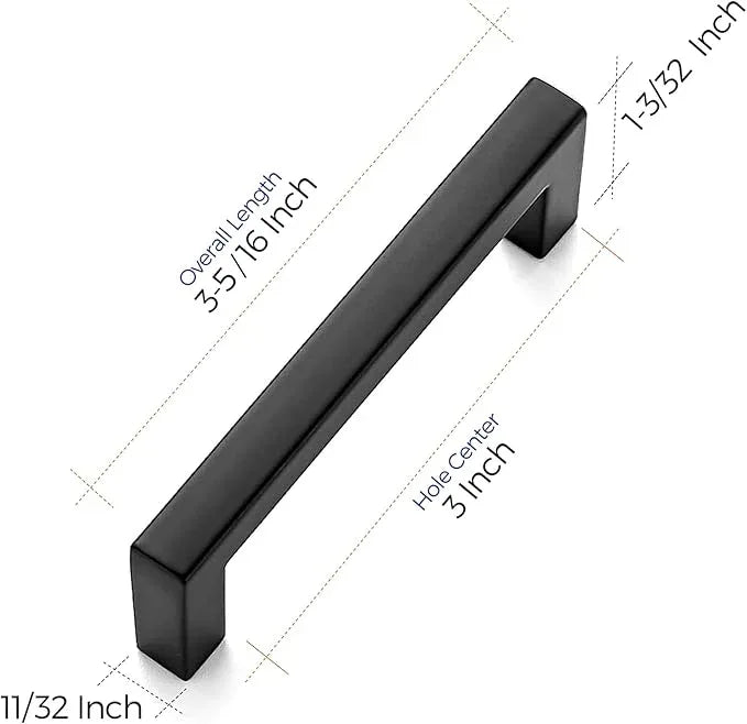 Ravinte Square Bar 3 Inch Slim Drawer Handles - Matte Black Drawer Pulls - ModernBath