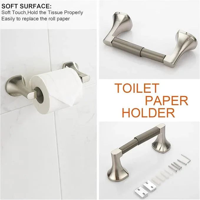 BGL Bathroom Hardware Set Brushed Nickel Adjustable Expandable Towel Bar 4-Piece Bathroom Accessory Set Wall Mounted Robe Hook Toilet Paper Holder Towel Ring Towel Bar - ModernBath