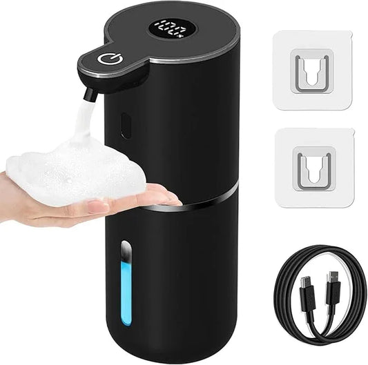 OHIFAST Automatic Foaming Soap Dispenser Touchless, USB Rechargeable Smart Hand Soap Dispenser, 6-Level Adjustable, 12.8oz/380mL, Compatible with Thick Thin Dish Soap for Bathroom Kitchen-Black - ModernBath