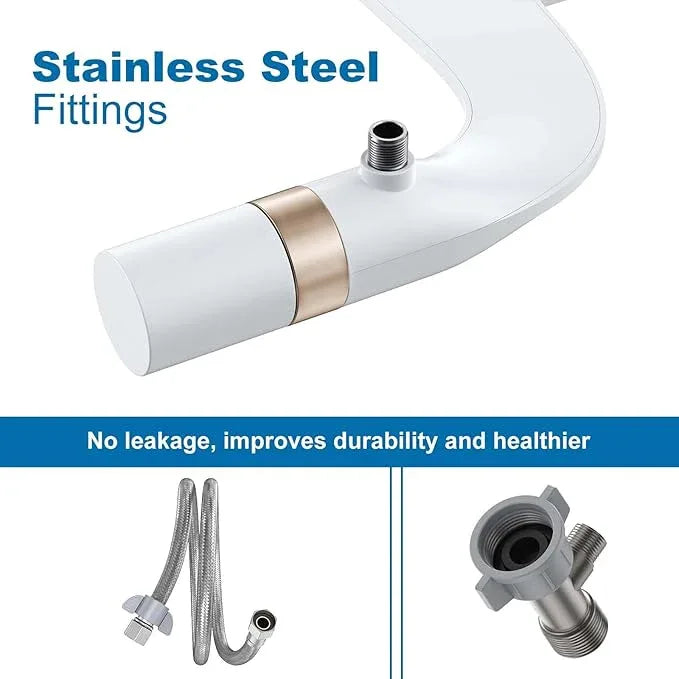 Toilet Bidet Attachment Non-Electric Dual Nozzle – Self-Cleaning Frontal & Rear Wash, Adjustable Water Pressure, Fresh Cold Water Sprayer, Ultra-Slim Easy to Install, Toilet Seat Attachment, Rose Gold - ModernBath