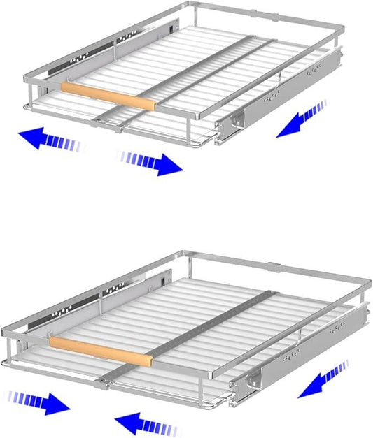 Pull Out Drawer Cabinet Organizer, Expandable Slide Out Storage Shelves - Heavy Duty, Durable and Smooth Slide-Out, 12.3"~18.3" Wide x 22.5" Deep, 2 Pack - ModernBath