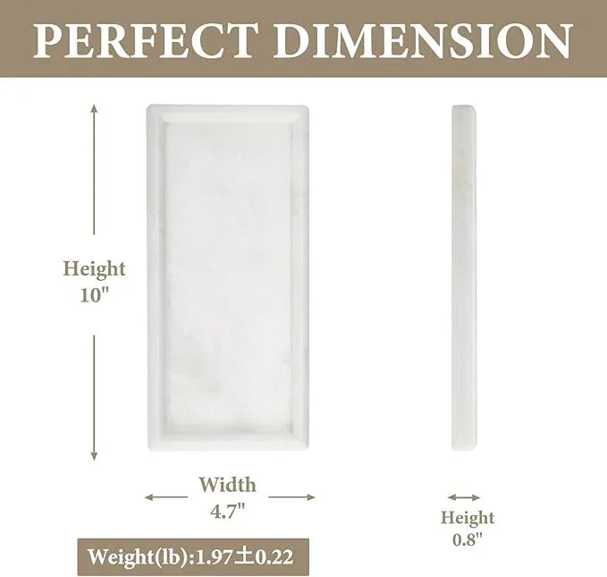 Koville African Natural Marble Tray, 10"x5" Coffee Table Vanity/Decorative Tray for Jewerly, Watch, Perfume Candle Tray for Home/Kitchen Countertop - ModernBath