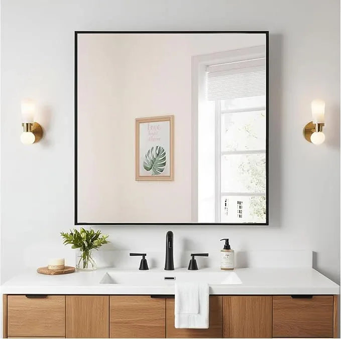 MEETDH Rectangle Bathroom Mirror 30x30 inch, Large Mirror with Black Frame, Rectangular Vanity Mirror 30" X 30", Modern Matte Wall Mounting Mirrors, Hang Horizontal or Vertical - ModernBath