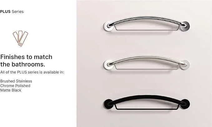 HEALTHCRAFT Plus 2-in-1 Towel Ring & Grab Bar (14 Inch) | ADA Compliant Bathroom Safety Grab Bar for Seniors, Wall-Mounted, Supports Up to 500 lbs, Polished Chrome - ModernBath