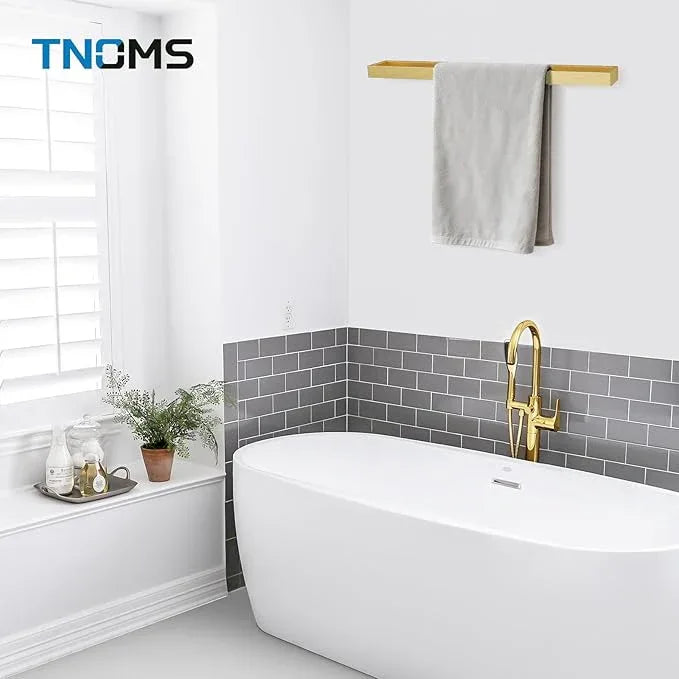 TNOMS Single Towel Bar Towel Holder Bathroom Hardware Accessories,Stainless Steel Wall-Mounted Towel Rack Towel Rail,24 Inches Brushed Gold - ModernBath