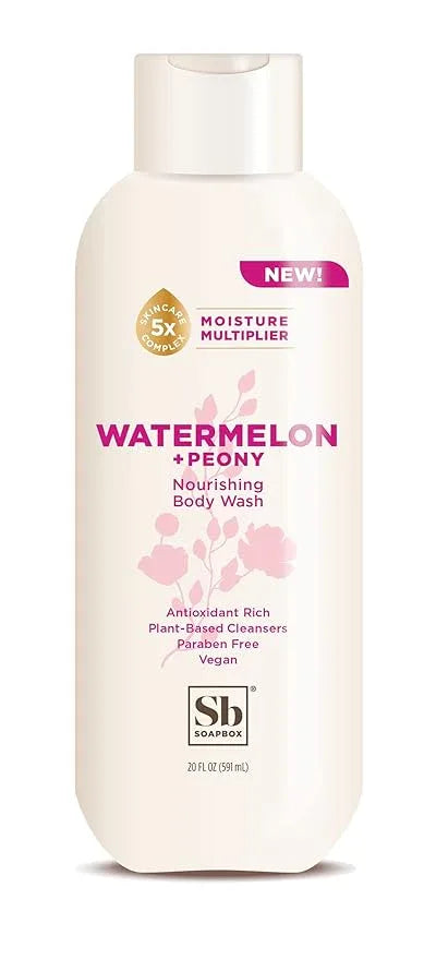 Soapbox Body Wash, Watermelon + Peony Body Wash for Women, Men, Vegan & Antioxidant Rich, Exfoliating, Moisturizing Soap with Shea Butter, Peptides & Keratin Promoting B3, 3 Pack, 20oz Each - ModernBath