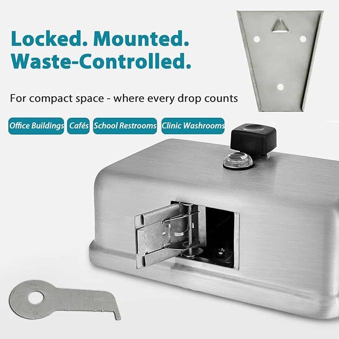 Commercial Soap Dispenser Wall Mount – Antirust Stainless Steel Soap Dispenser Liquid 38.8oz Large Capacity (Horizontal), Anti-Leak SUS304 Brushed Metal for Bathroom & High-Traffic Areas - ModernBath