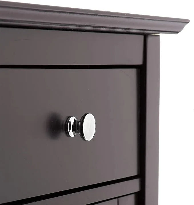 Teamson Home Chesterfield Wooden Floor Cabinet with Waffle Glass Door and Drawer, Espresso - ModernBath