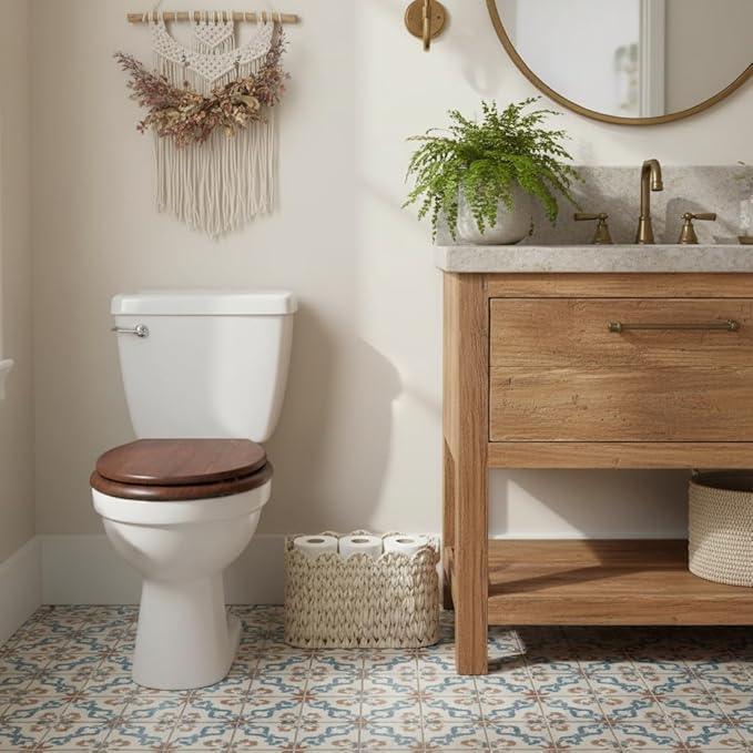 Toilet Paper Storage Basket,Boho Decorative Scalloped Baskets,Coastal Bathroom Decor,Hand-Woven Plastic Wicker Bathroom Accessories Organizer - ModernBath