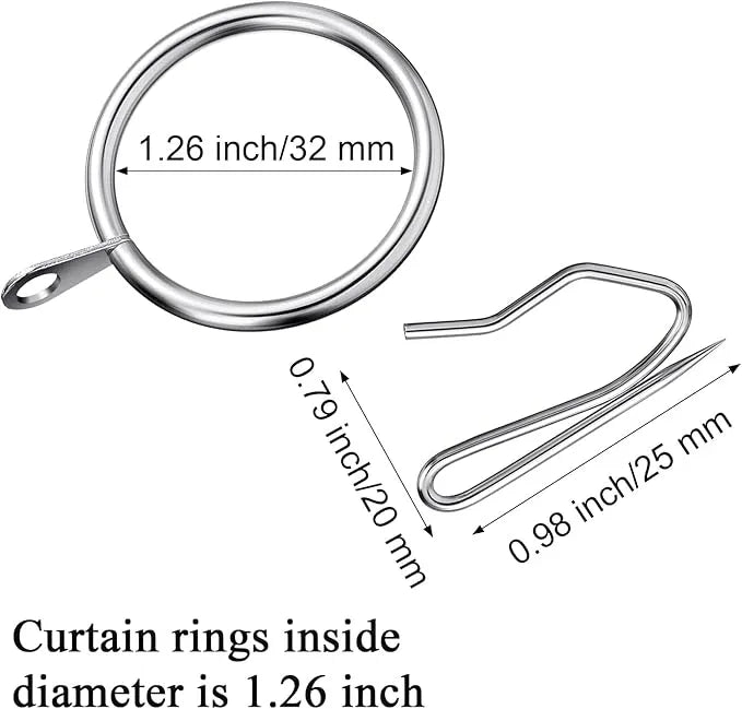 Qunclay 100 Set 1.26 Inch Metal Curtain Rings with Eyelets Curtain Hooks for Drapes and Metal Drapery Pin Drapery Hooks for Window Door Shower Bathroom Rings (Silver) - ModernBath