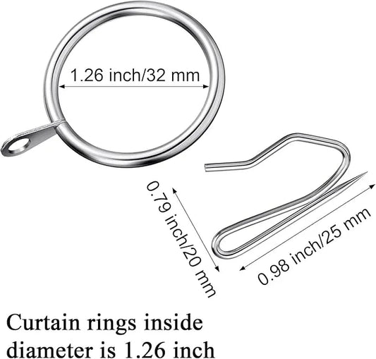 Qunclay 100 Set 1.26 Inch Metal Curtain Rings with Eyelets Curtain Hooks for Drapes and Metal Drapery Pin Drapery Hooks for Window Door Shower Bathroom Rings (Silver) - ModernBath