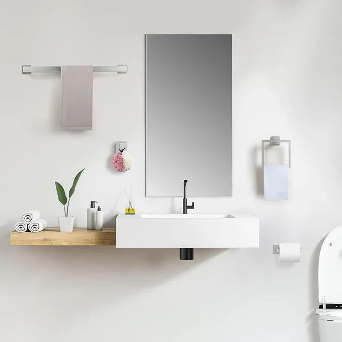 Cilee 10-Pieces Bathroom Hardware Set - Brushed Nickel Bathroom Accessories, 24 Inch Towel Bar, Square Towel Ring, Toilet Paper Holder, Towel Hook, Wall-Mounted Stainless Steel Towel Bar Rack Set - ModernBath