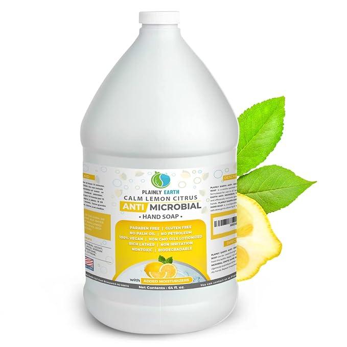 Plainly Earth Antimicrobial Liquid Hand Soap (64 Oz) - Antibacterial Soap Refill - Hand Soap Refill Bottle - Cruelty Free Moisturizing Soap, Calm Lemon Citrus - ModernBath