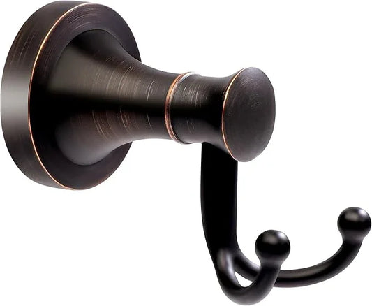 Oil Rubbed Bronze Bathroom Towel Hook, Bronze Bathroom Robe Hook, Heavy Duty Double Towel Hooks Bath Farmhouse Coat Clothes Hook Wall Mounted Rustic for Kitchen Washroom - ModernBath