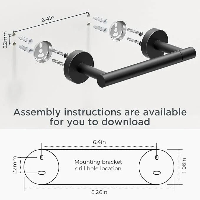 FORIOUS Matte Black Toilet Paper Holder Wall Mount, SUS304 Stainless Steel Double Post Pivoting Tissue Roll Holder and Hand Towel Ring Set for Bathroom, RV, Bathroom Hardware Accessories Set - ModernBath