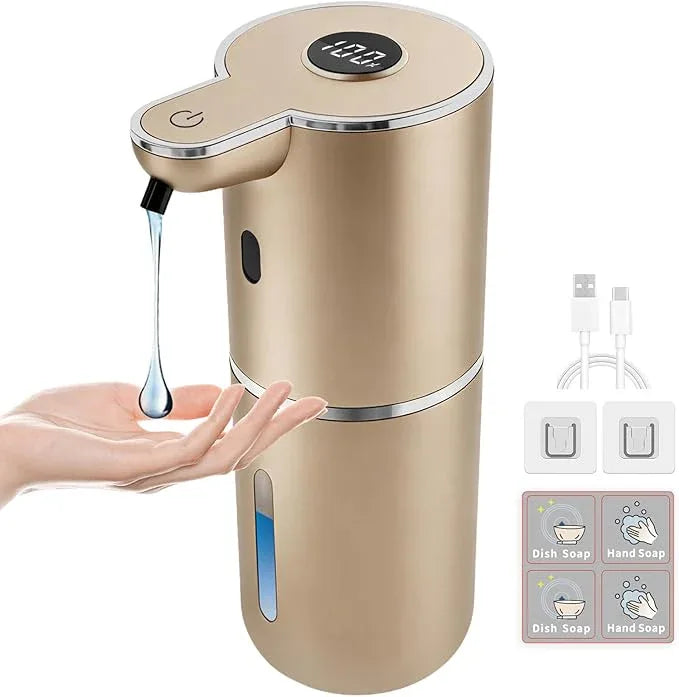 Automatic Soap Dispenser, Touchless Liquid Soap Dispensers, USB Rechargeable, 6-Level Adjustable Volume Control, 12.8oz/380ml, Wall Mount for Kitchen, Bathroom, Free Stickers (Champagne Gold) - ModernBath