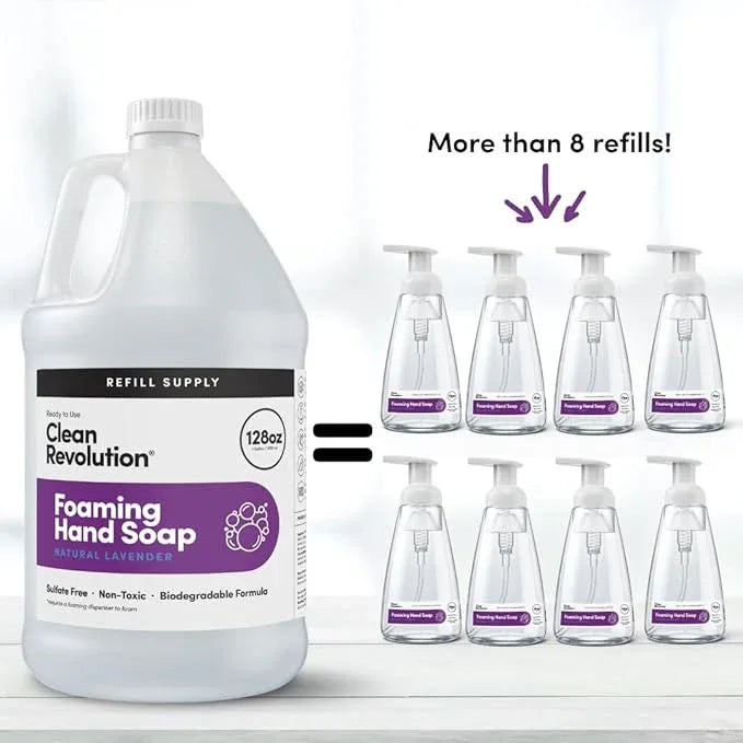 Clean Revolution Foaming Hand Soap Refill Supply Container. Ready to Use Formula. Natural Lavender Fragrance, 128 Fl. Oz - ModernBath