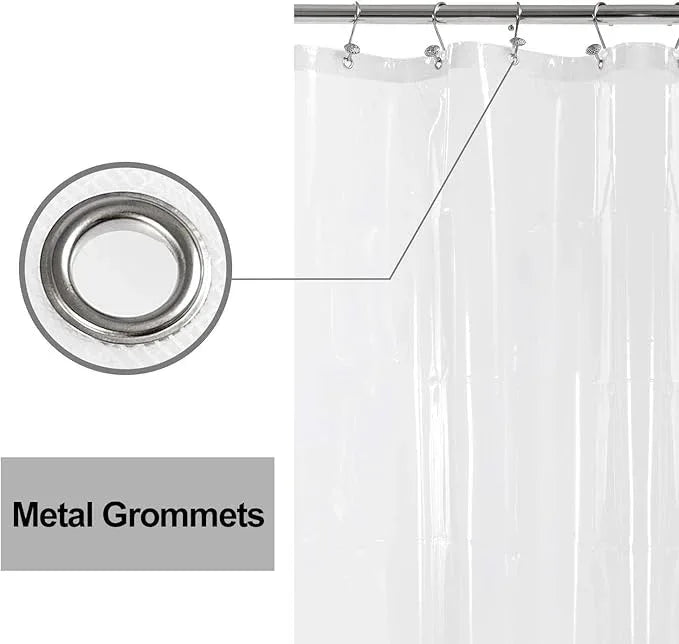 Barossa Design Plastic Shower Curtain Liner 69" x 70" with 6 Magnets - Waterproof PEVA Shower Liner for Standard Size Bathroom, PVC Free, Metal Grommets - Clear, 69X70 - ModernBath