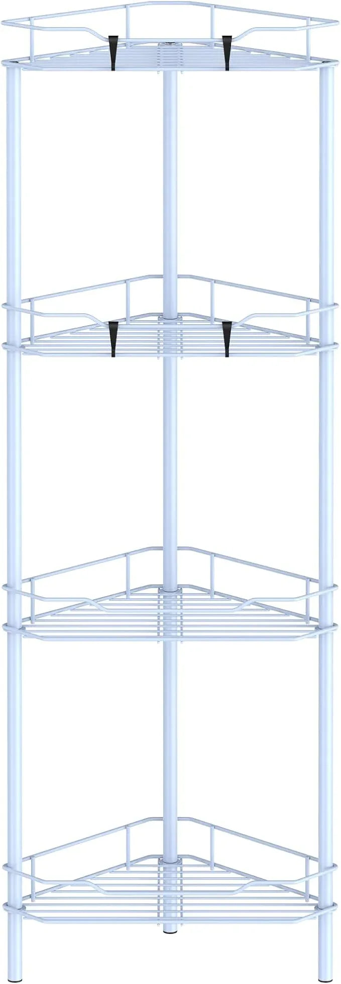 4 Tier Floor Standing Corner Shower Caddy Organizer Shelf with Hooks, Bathroom Shelves Stand Rack, Blue - ModernBath