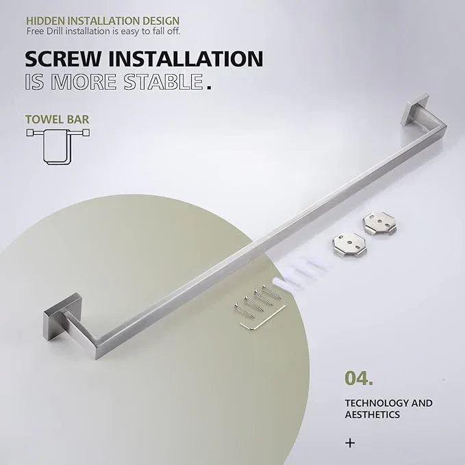 KOKOSIRI 32-Inch Single Towel Bar, Bathroom Kitchen Towel Holder, Wall Mounted SUS304 Stainless Steel Towel Rack, Brushed Nickel, B4003BR-L32 - ModernBath