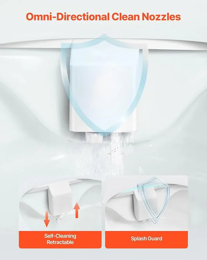 VEVOR Bidet Attachment for Toilet, Self-Cleaning Bidet Toilet Seat Attachment - Dual Retractable Nozzles, Adjustable Water Pressure, Easily Installed Cold Water Sprayer for Rear Feminine Wash, White - ModernBath
