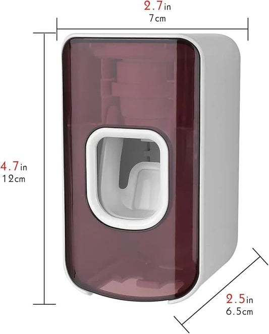 2 Slot Toothbrush Holder and Toothpaste Dispenser Wall Mounted, Automatic Toothpaste Squeezer, 2 in 1 Tooth Brush Toothpaste Organizer for Shower (Red 2Pack) - ModernBath