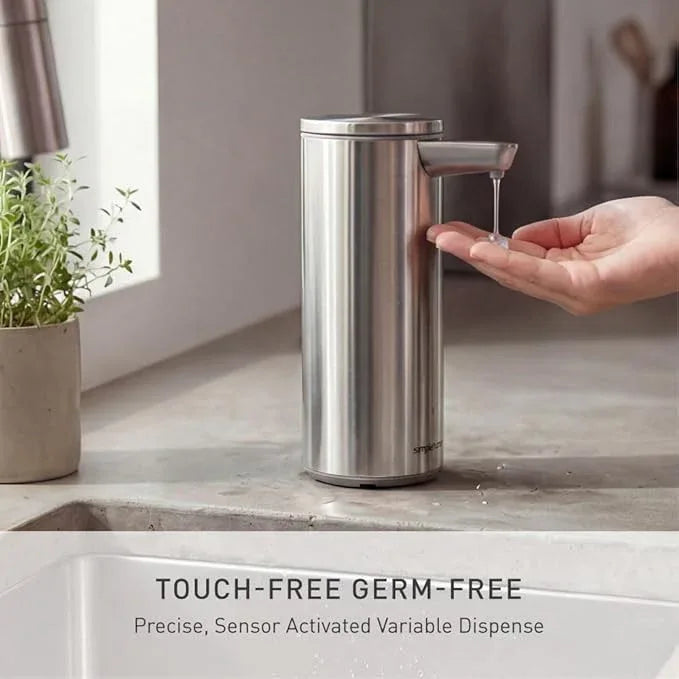 simplehuman 9 oz. Touch-Free Automatic Rechargeable Sensor Pump, Brushed Stainless Steel, New - ModernBath