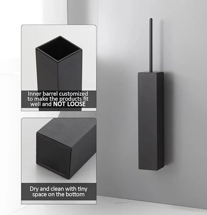 BGL Toilet Brush and Holder Set Matte Black Wall Mounted for Bathroom Square Design - ModernBath
