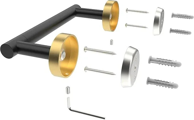 Black and Gold Toilet Paper Holder SUS304 Stainless Steel Double Post Pivoting Toilet Paper Roll Holder Wall Mounted Tissue Holder for Commercial Bathroom RV Matte Black & Brushed Brass Finish - ModernBath