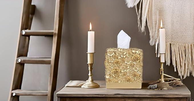 Hymmah Modern Square Tissue Box Cover Holder,Bathroom Accessories Decor Unique Design Tissue Box Cover for Bathroom Vanity Counter Tops Also Great for Bedrooms and Living Rooms - ModernBath