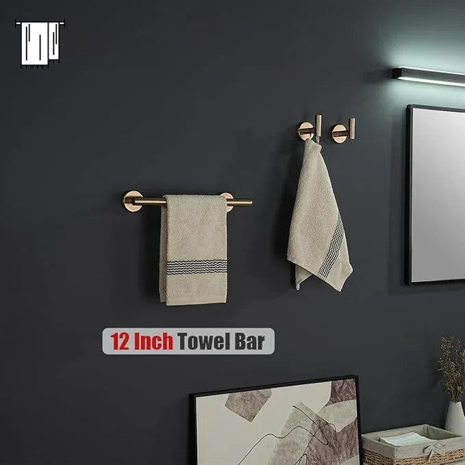JQK Champagne Bronze Towel Bar, 12 Inch 304 Stainless Steel Thicken 0.8mm Towel Rack Bathroom, Towel Holder Wall Mount, Useable Length 9 Inch, TB110L9-CB - ModernBath