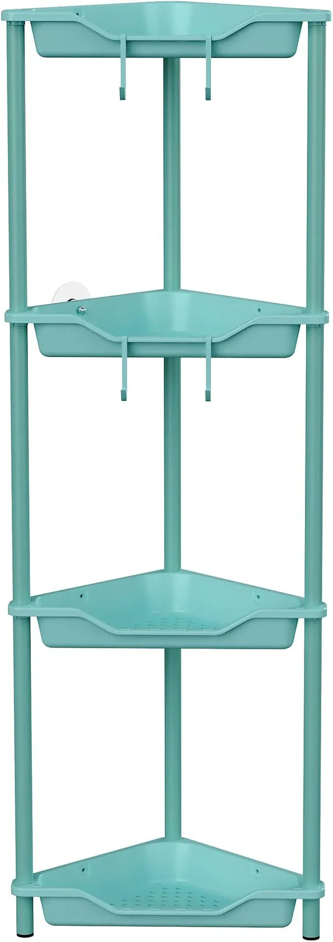 Orimade Rustproof 4 Tier Floor Standing Corner Shower Caddy Organizer, Plastic Metal Splicing Floor Corner Shelf Rack Stands for Bathroom, Blue - ModernBath