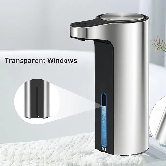 EKO Aroma Touchless Automatic Soap Dispenser for Kitchen and Bathroom, Liquid Hand Soap Dispenser, Water-Resistant and Rechargeable, 9 fl oz (Stainless) - ModernBath