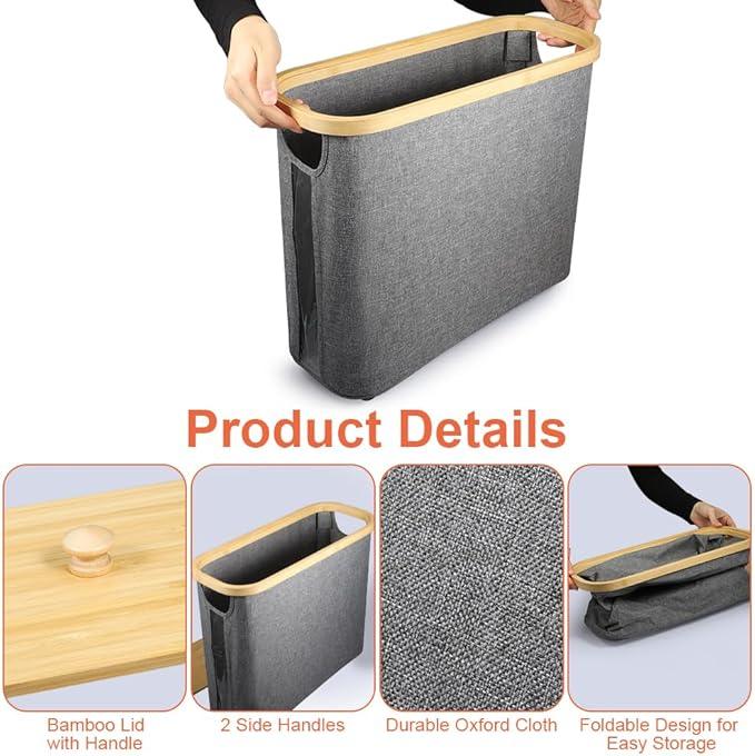 Picowe Toilet Paper Organizer Basket, Grey, Holds 9-12 Rolls, With Lid and Handle, Foldable, Multi-Purpose Storage for Bathroom - ModernBath