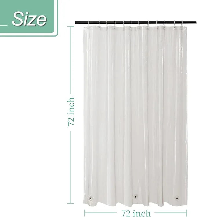 Mrs Awesome Clear Black Shower Curtain Liner with 3 Magnets, 72x72 Premium Flexible Sturdy Plastic Shower Curtain for Bathroom Lightweight & Waterproof, Clear Black - ModernBath