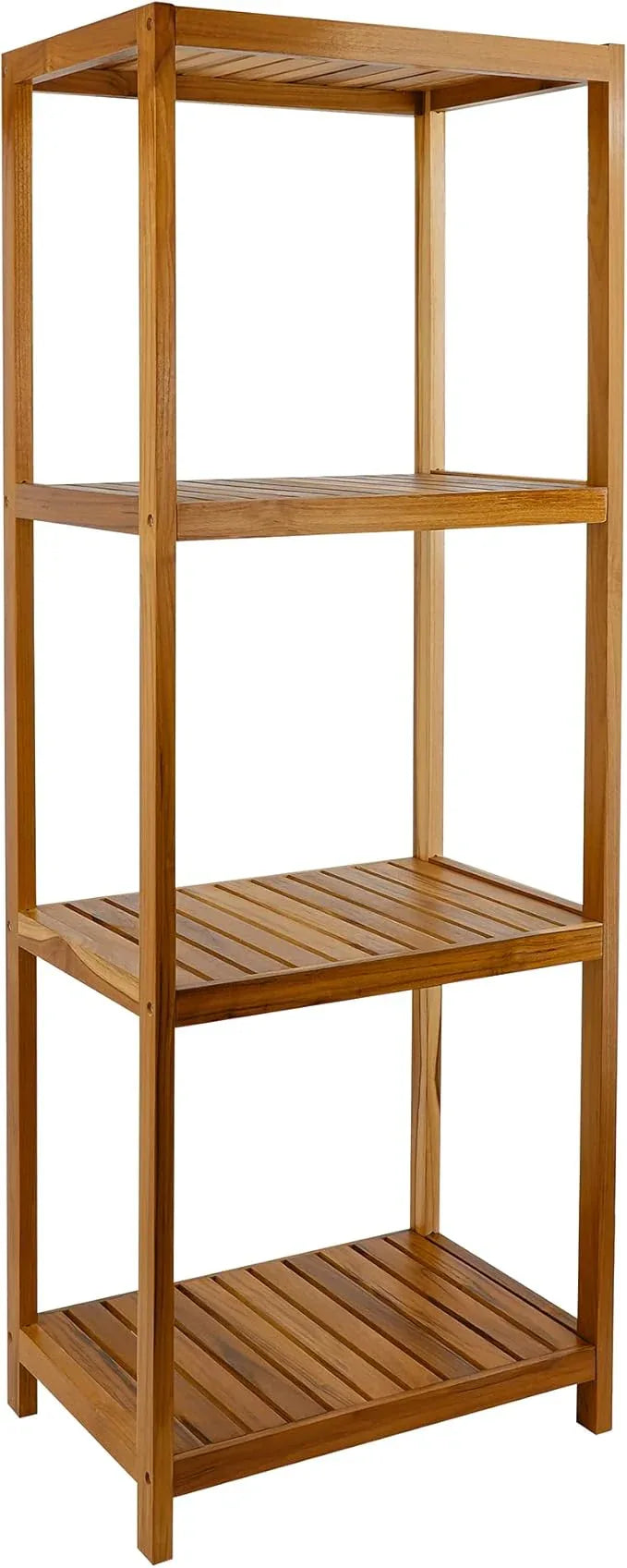 VaeFae Teak Bathroom Shelf, 4-Tier Storage Shelf, Wooden Stand Shelf Organizer for Bathroom, Kitchen, Living Room, Laundry, Garage - ModernBath