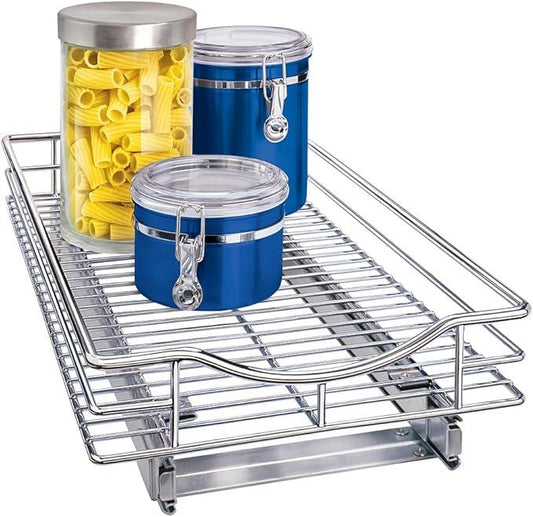 LYNK PROFESSIONAL® Pull Out Cabinet Organizer, 11" x 21" Slide Out Drawers for Kitchen Cabinets - Sliding Pull-Out Pantry Shelves – Home Shelf Organizers - Lifetime Ltd. Warranty, Chrome - ModernBath