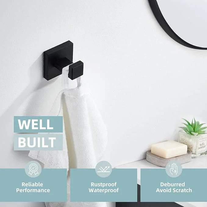 Angle Simple Towel Hook Matte Black, SUS 304 Stainless Steel Coat Robe Hook, Bathroom Hand Towel Hanger for Wall - ModernBath