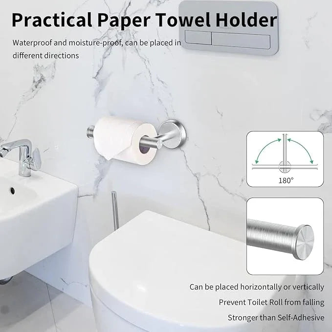 10-Pieces Bathroom Hardware Set, Includes 24 Inch Towel Racks for Bathroom Wall Mounted, Toilet Paper Holder, Towel Hooks for Bathrooms, Towel Rings for Bathroom Wall (Brushed Nickel) - ModernBath