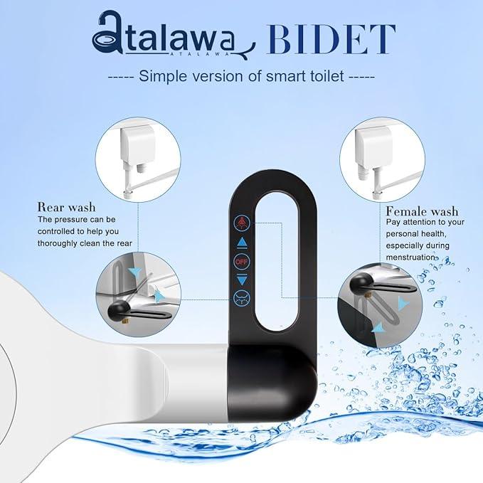 Bidet Toilet Seat Attachment Ultra Slim Bidet With Self Cleaning Dual Nozzle Adjustable Water Non Electric Bidet Fresh Water Spray for Sanitary and Feminine Wash (Black) - ModernBath