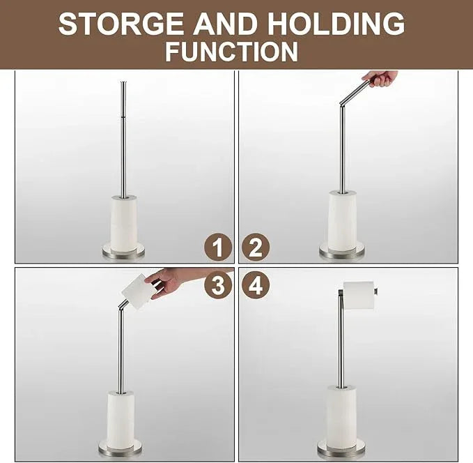 Toilet Paper Holder Stand, Stain Nickel 304 Stainless Steel,Free Standing for Bathroom,Weighted Base - ModernBath
