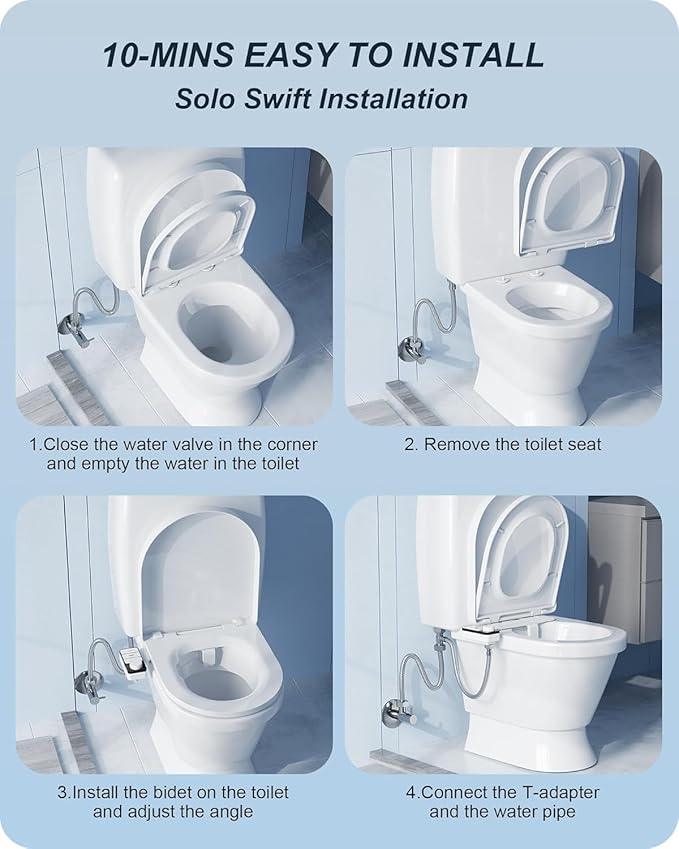 Hinmood Ultra-Slim Bidet Attachment for Toilet Dual Nozzles Feminine & Rear Wash Bidet Toilet Seat Attachment Non Electric Self Cleaning Adjustable Water Pressure, Rear Wash (KB002) - ModernBath