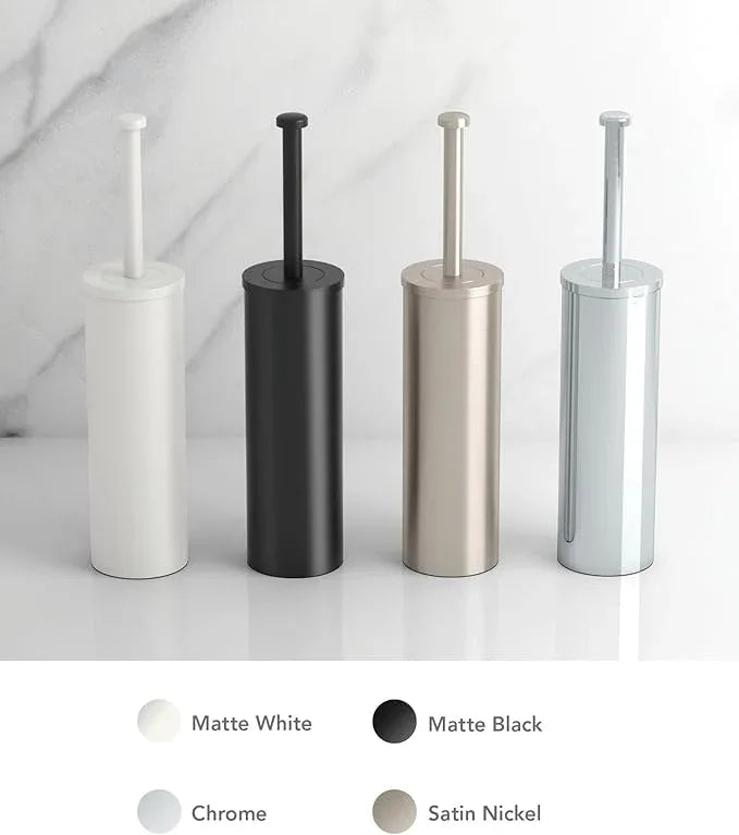 Gatco 1481W Latitude II Toilet Brush Holder, Freestanding Bathroom Toilet Brush Set, Matte White - ModernBath