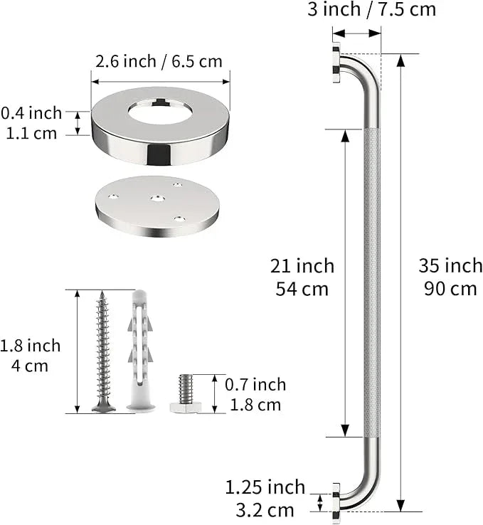 36 Inch Anti Slip Shower Grab Bar,Munzong 2 Pack Bathroom Grab Bars and Showers,Brushed Nickel Knurled Handicap Balance Bar,Safety Hand Rail Support Elderly Senior Bath Handle - ModernBath