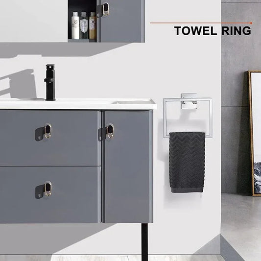 4-Piece Bathroom Hardware Set Chrome Bath Towel Bar Holder Sets Wall Mounted Stainless Steel Square Bathroom Accessory Kit, Polished Chrome 23.6 Inch - ModernBath