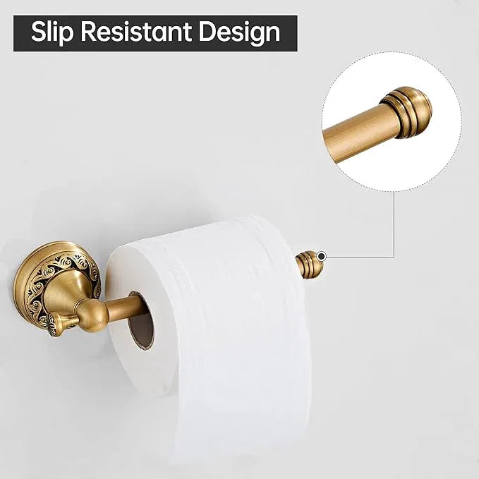 Antique Brass Toilet Paper Holder Towel Ring, Brushed Brass Towel Holder Toilet Paper Roll Holder, Rustic Towel Rack Bathroom Accessories Set Hardware 2 Pieces Farmhouse Wall Mounted - ModernBath