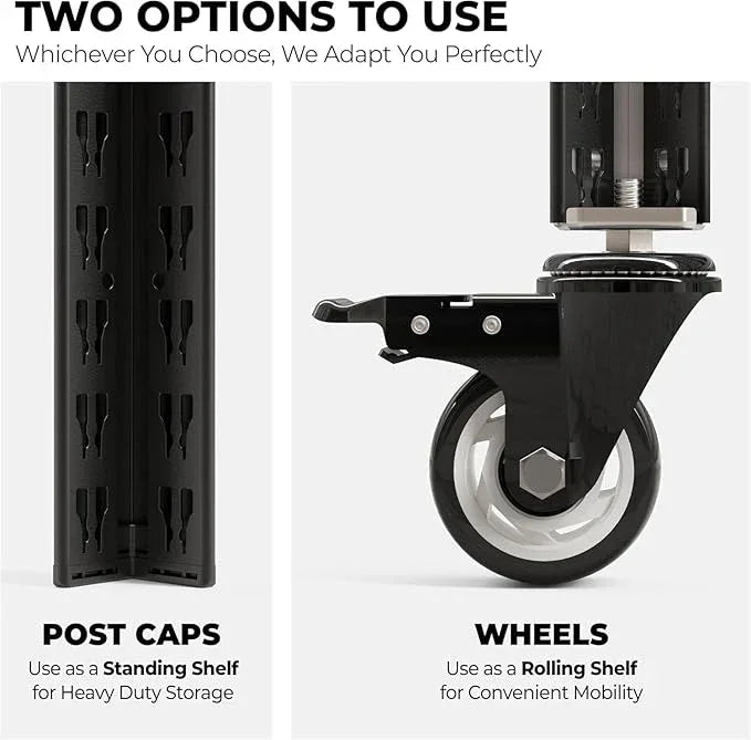 HOMEDANT House 48.1" 5-Tier Metal Rolling Cart Shelf Rack Casters Heavy Duty Laminated Wheel Shelving Unit Adjustable Utility Storage Shelves Shelf Kitchen Garage Black 1Pack - ModernBath